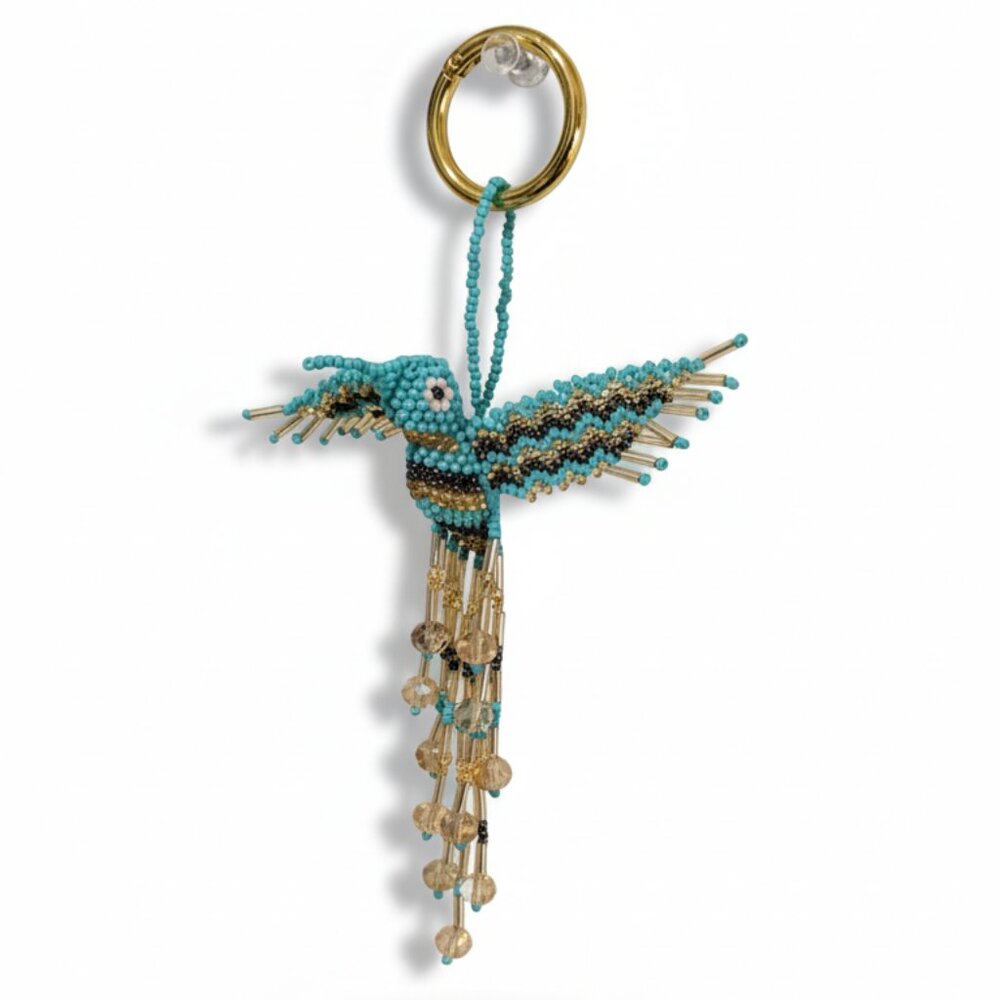 Beaded Hummingbird Bag Charm Keychain Pendant Key Ring – Colorful Ornament NW